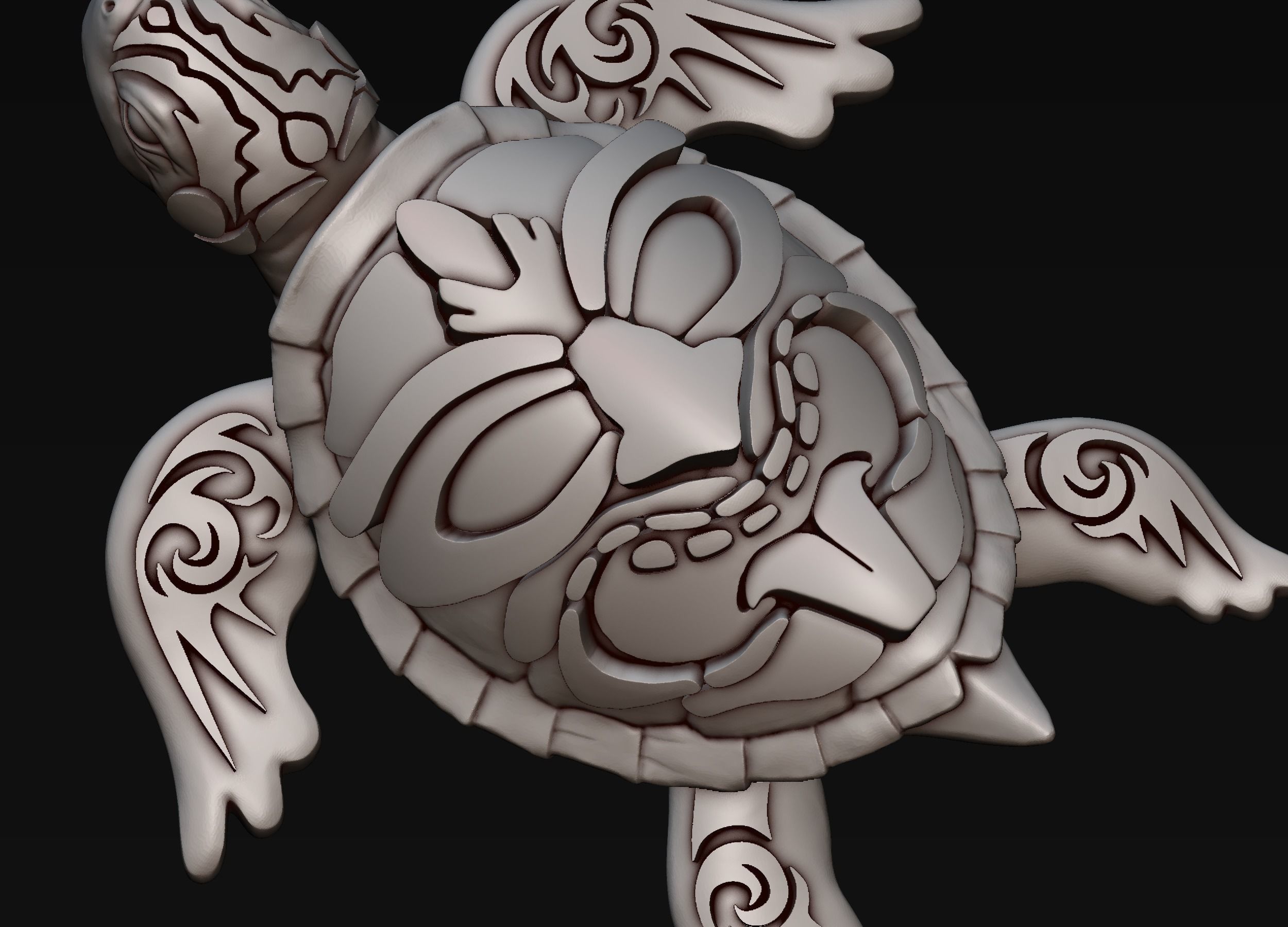 Turtle with Tiki Mask Ornament 3D print model_18