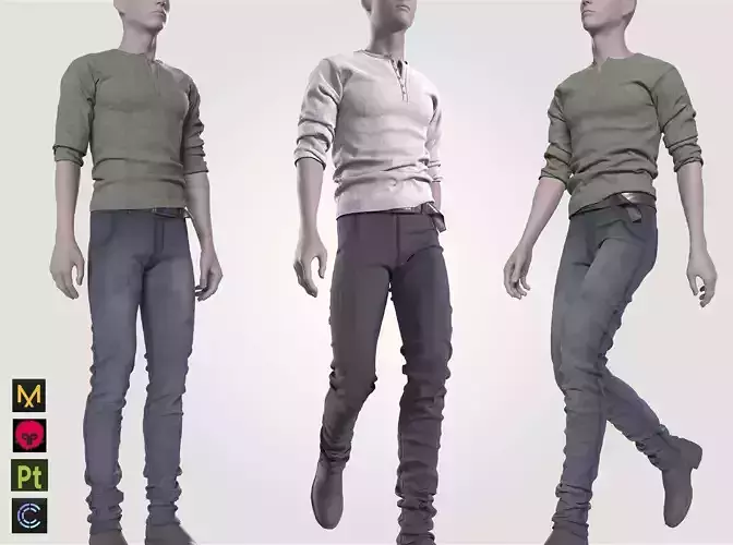 3d man clothes shirt pants outfit streetstyle