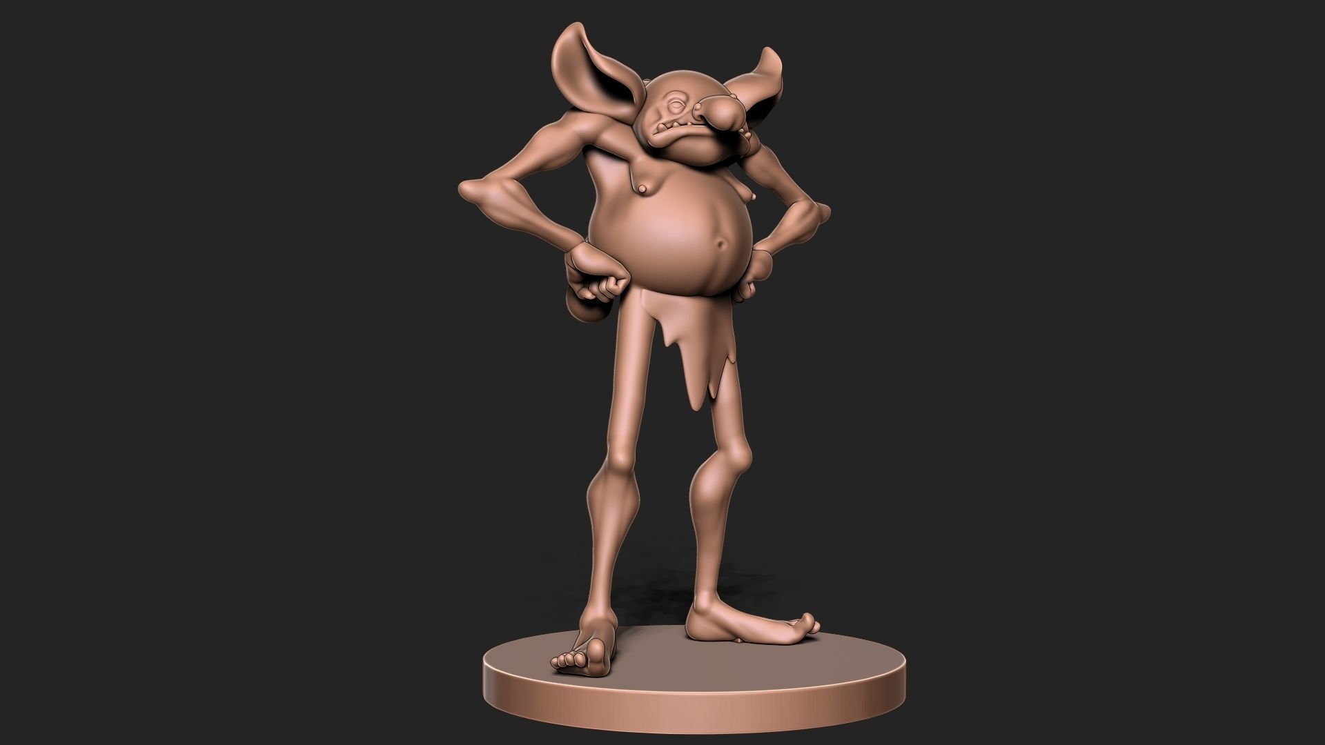 Goblin with base 3D print model_4