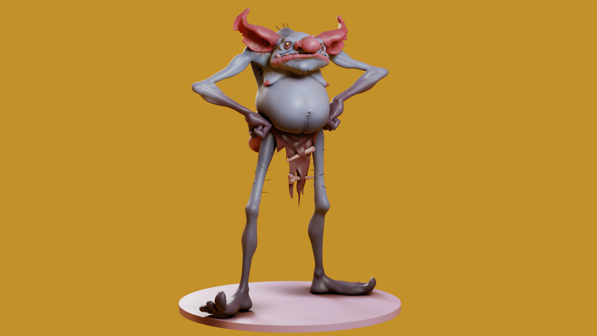 Goblin with base 3D print model_12