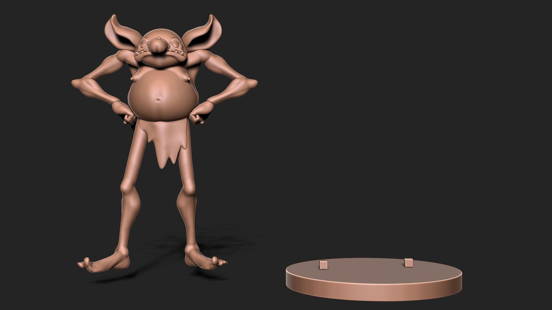 Goblin with base 3D print model_3