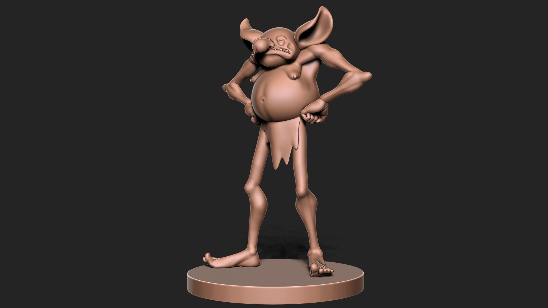 Goblin with base 3D print model_5