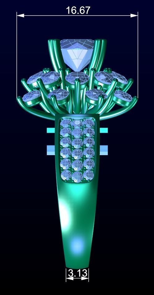 Luxury Engagement Ring 3D print model_2