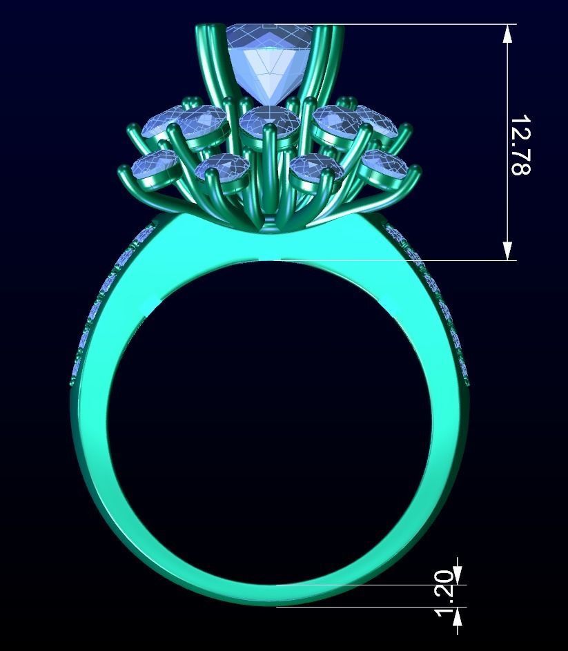 Luxury Engagement Ring 3D print model_1