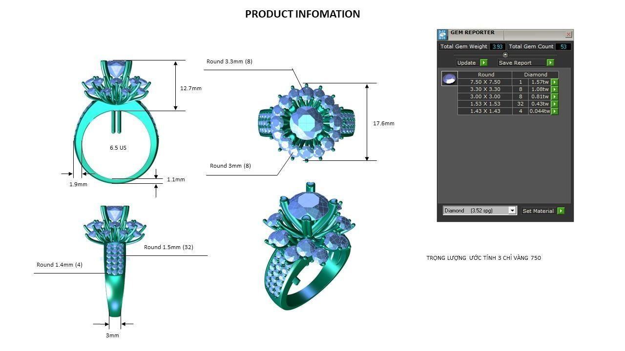 Luxury Engagement Ring 3D print model_6