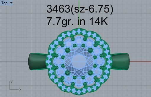 2-row opened flower ring 3463 3D print model  3D print model_4