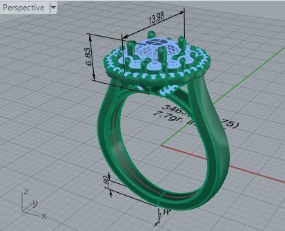 2-row opened flower ring 3463 3D print model  3D print model_7