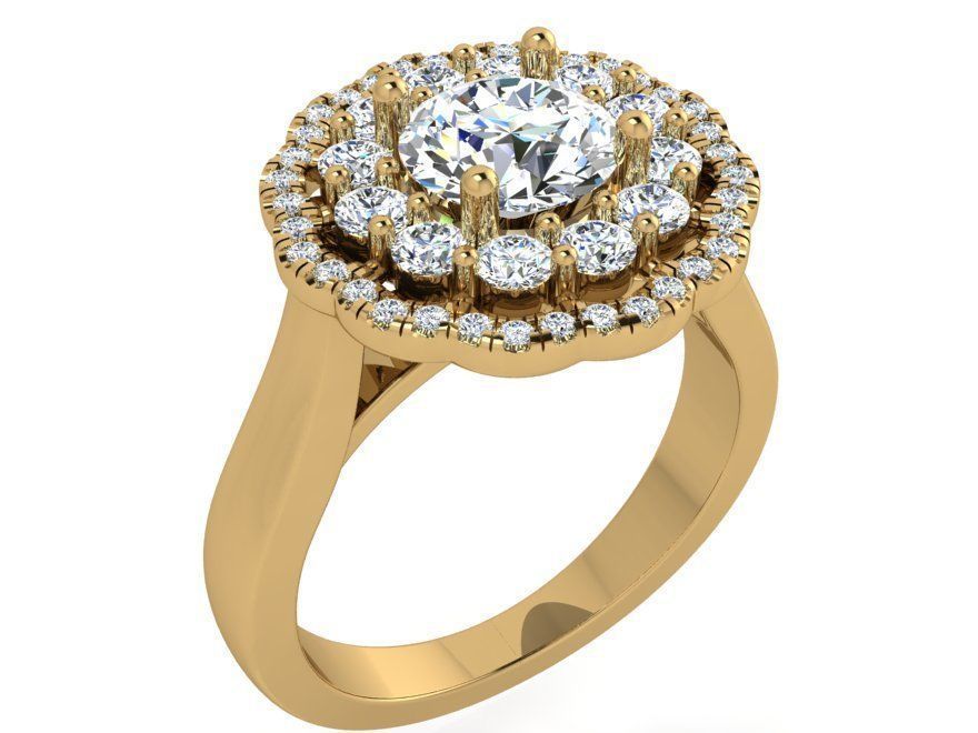 2-row opened flower ring 3463 3D print model  3D print model_1