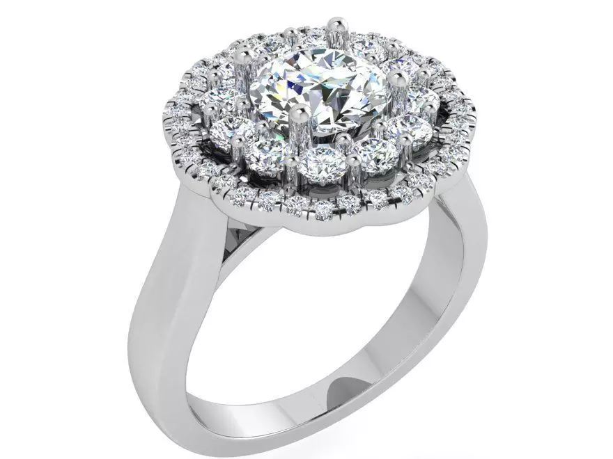 2-row opened flower ring 3463 3D print model  3D print model_0