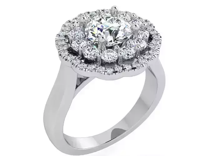 2-row opened flower ring 3463 3D print model 