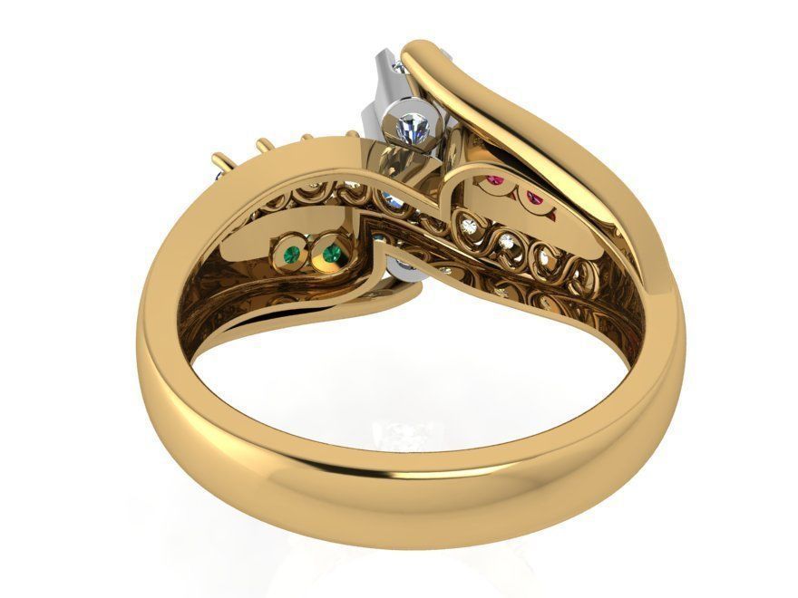 Colorful cross diamond ring 3466 3D print model 3D print model_3