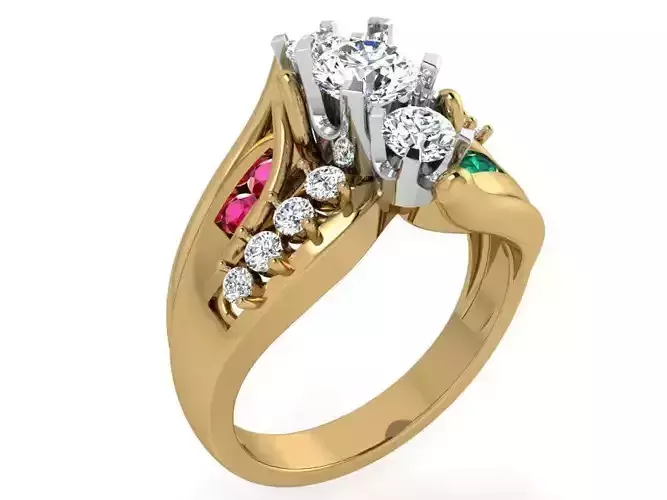 Colorful cross diamond ring 3466 3D print model 