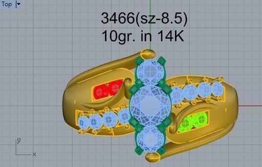 Colorful cross diamond ring 3466 3D print model 3D print model_4