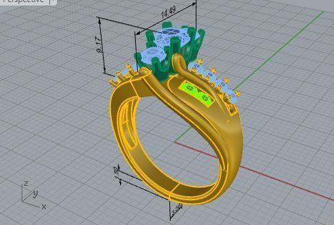 Colorful cross diamond ring 3466 3D print model 3D print model_7