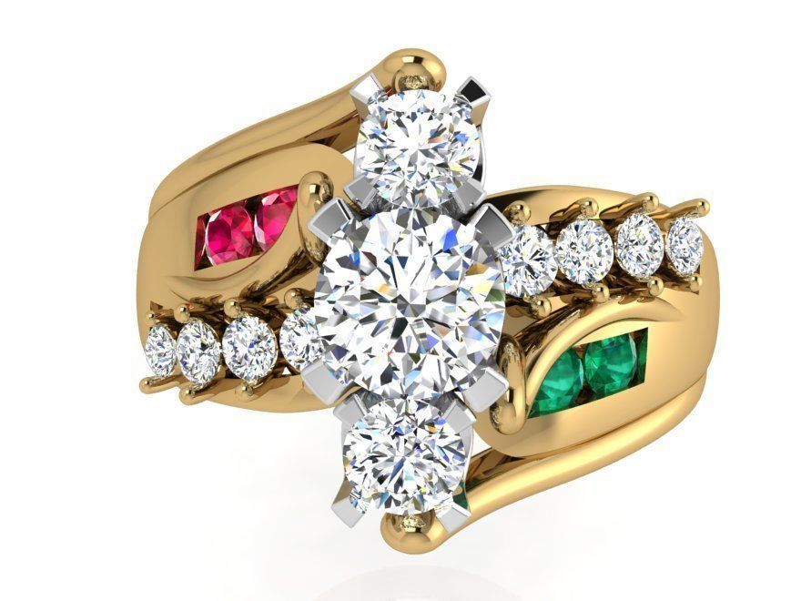 Colorful cross diamond ring 3466 3D print model 3D print model_2