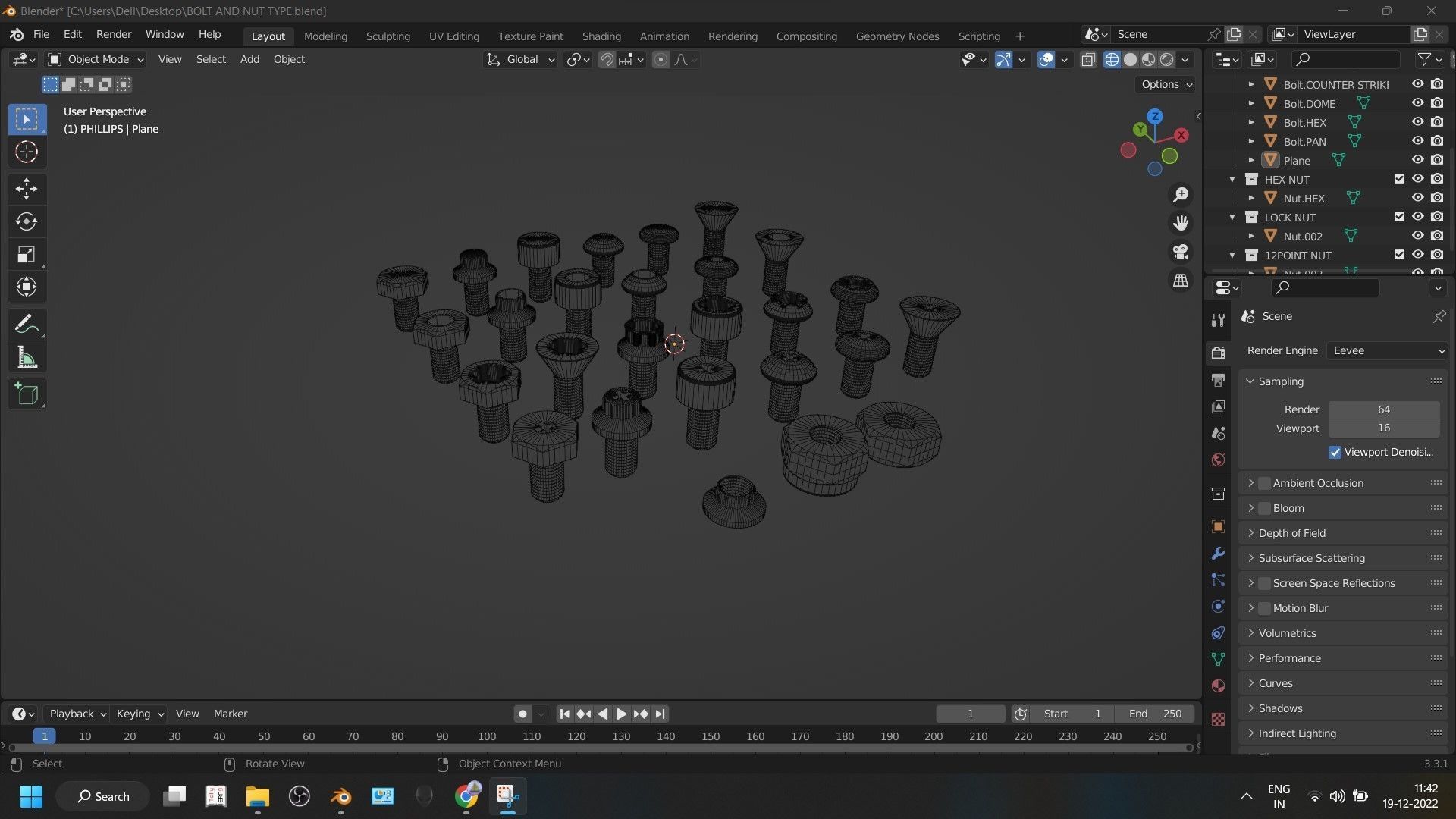 24 bolt and 3 nut 3d model 3D model_8
