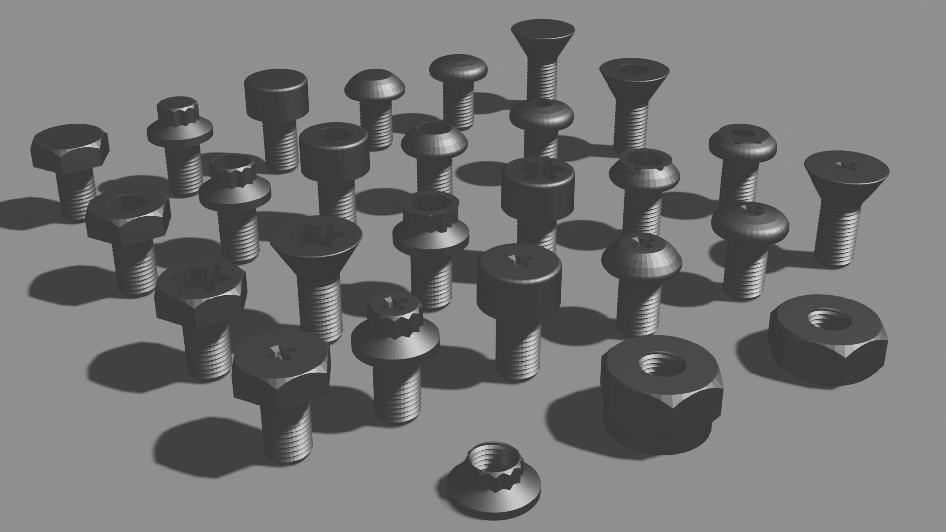 24 bolt and 3 nut 3d model 3D model_20