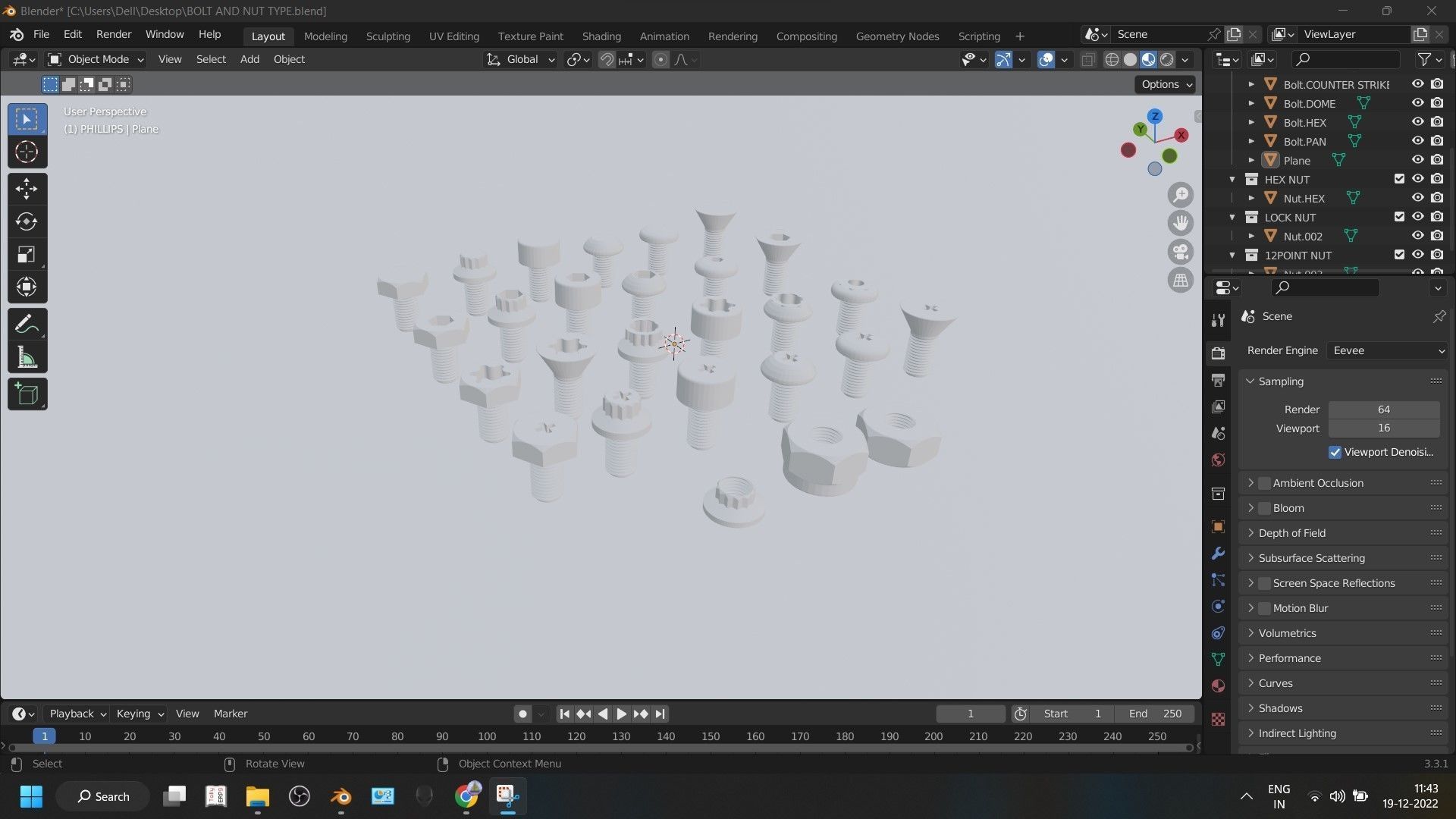 24 bolt and 3 nut 3d model 3D model_11