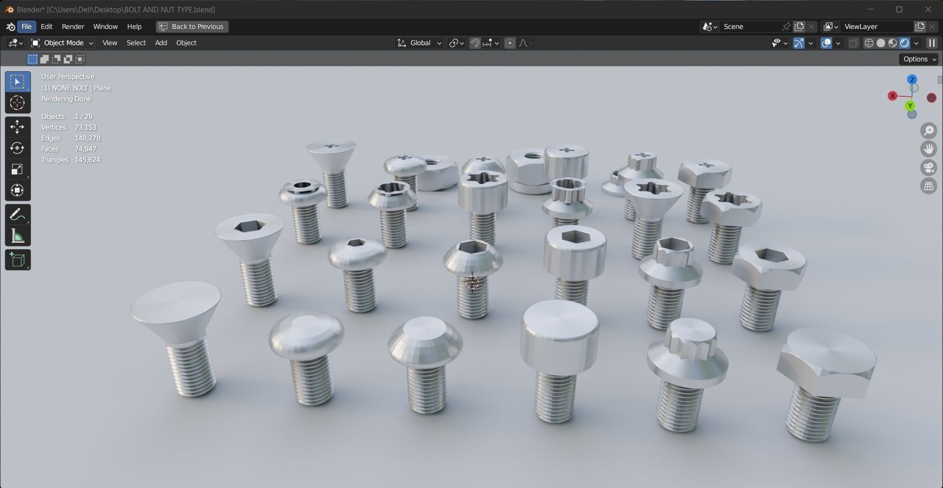 24 bolt and 3 nut 3d model 3D model_18
