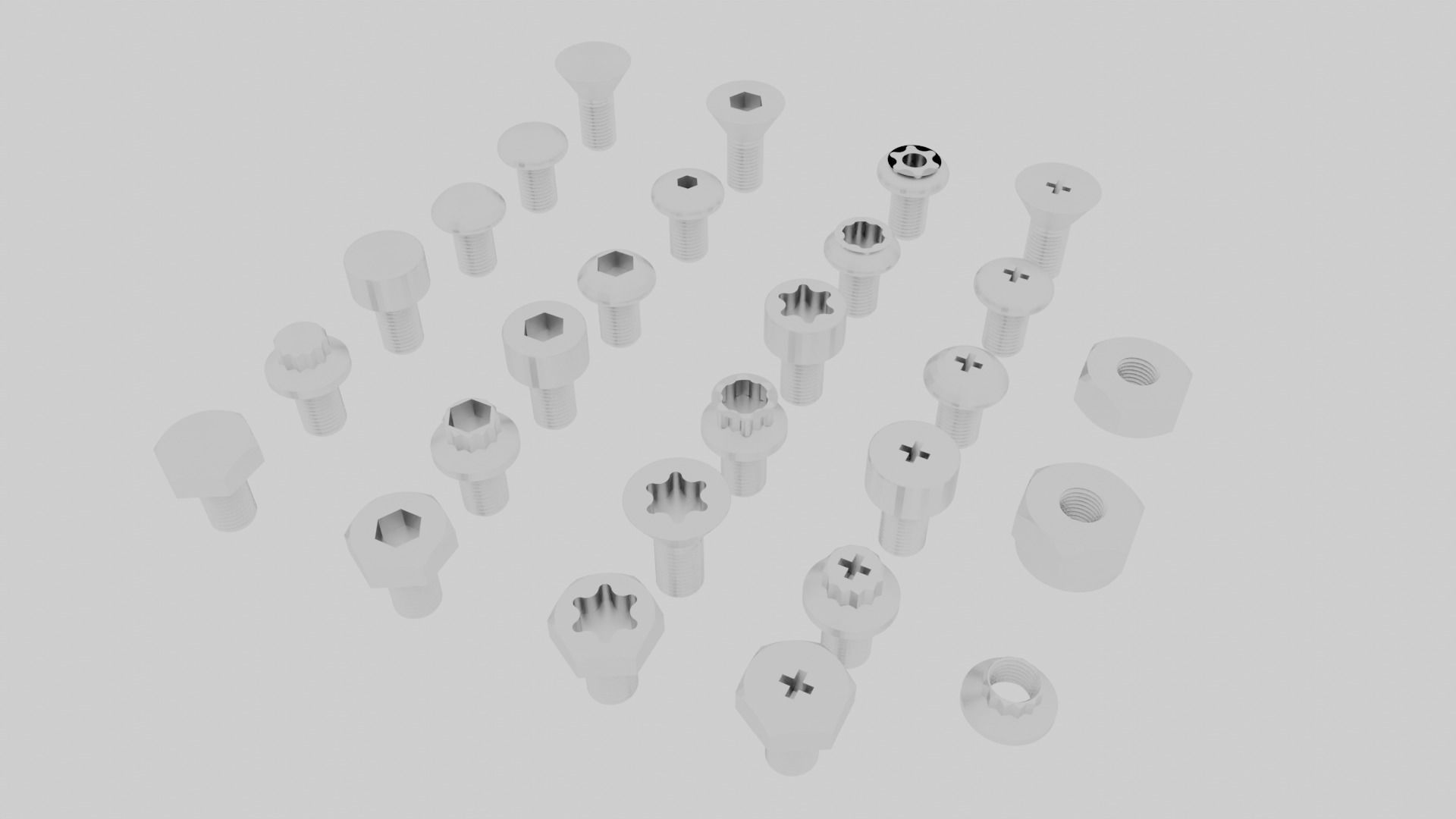 24 bolt and 3 nut 3d model 3D model_6