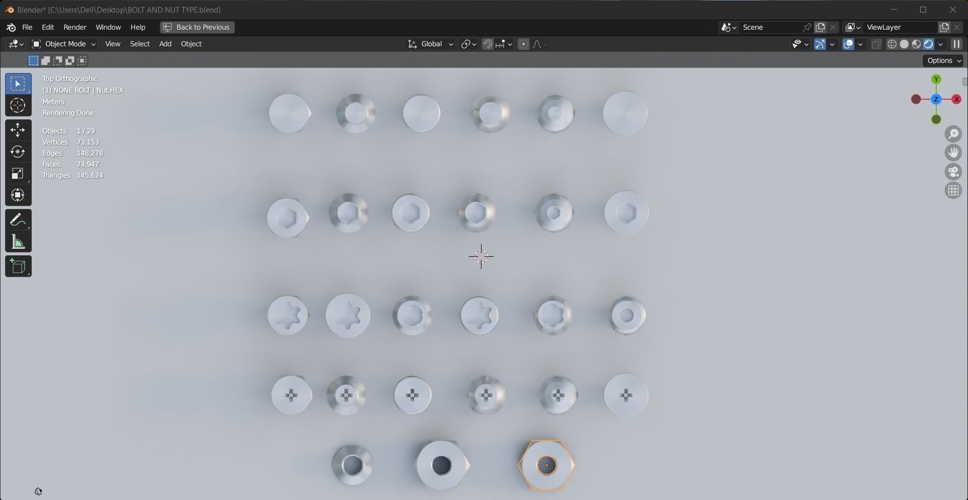24 bolt and 3 nut 3d model 3D model_15