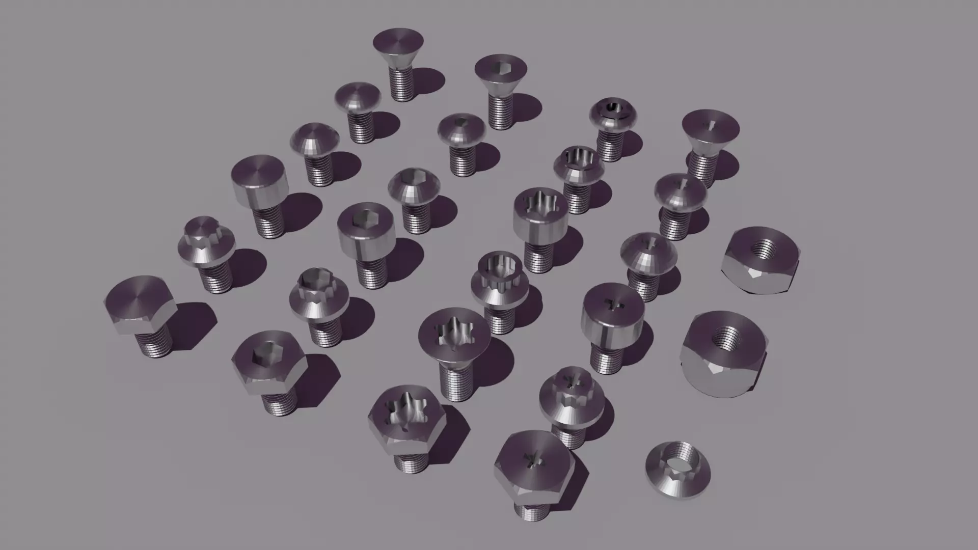 24 bolt and 3 nut 3d model 3D model_0