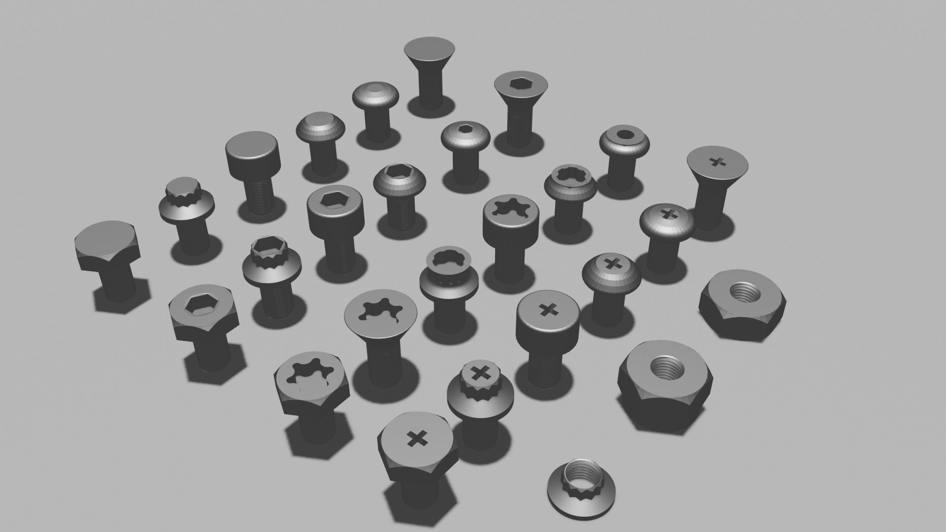 24 bolt and 3 nut 3d model 3D model_4