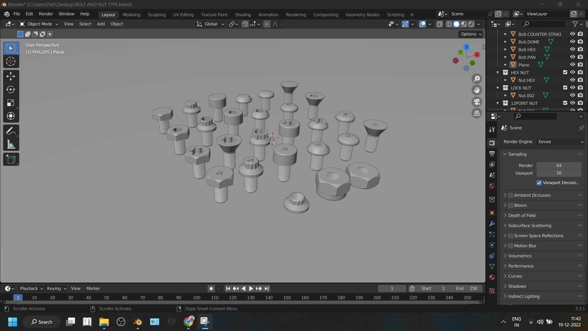 24 bolt and 3 nut 3d model 3D model_10
