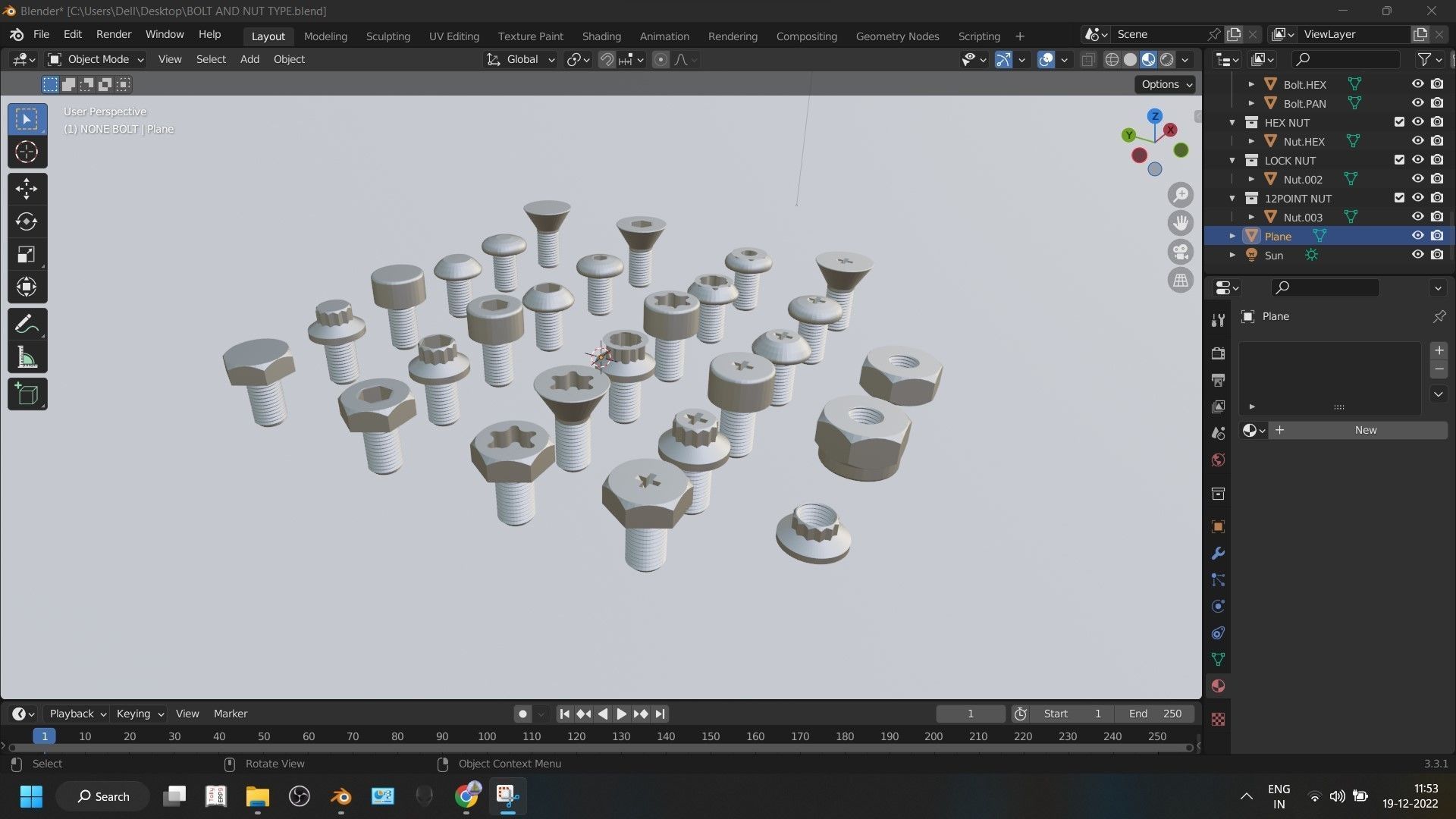 24 bolt and 3 nut 3d model 3D model_12