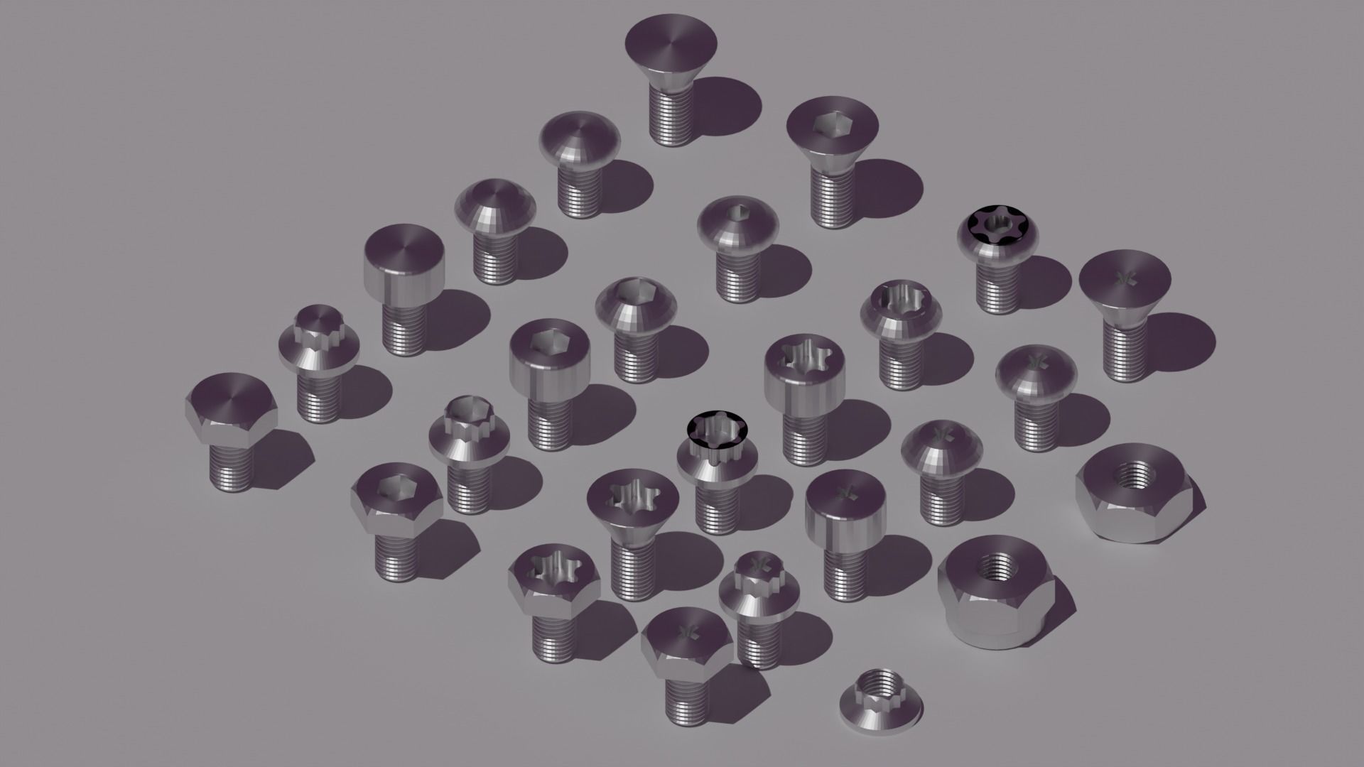 24 bolt and 3 nut 3d model 3D model_19