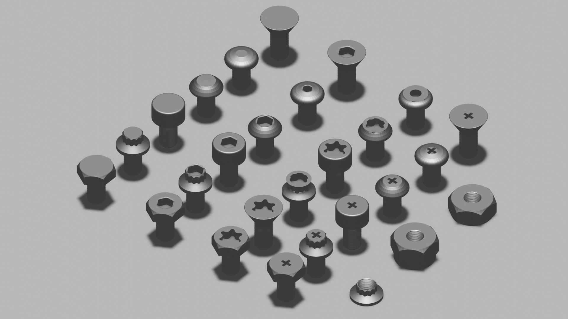 24 bolt and 3 nut 3d model 3D model_21