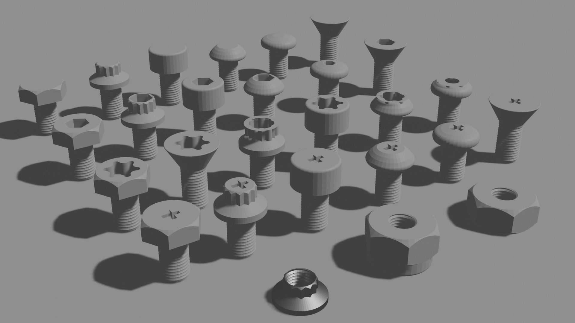 24 bolt and 3 nut 3d model 3D model_3