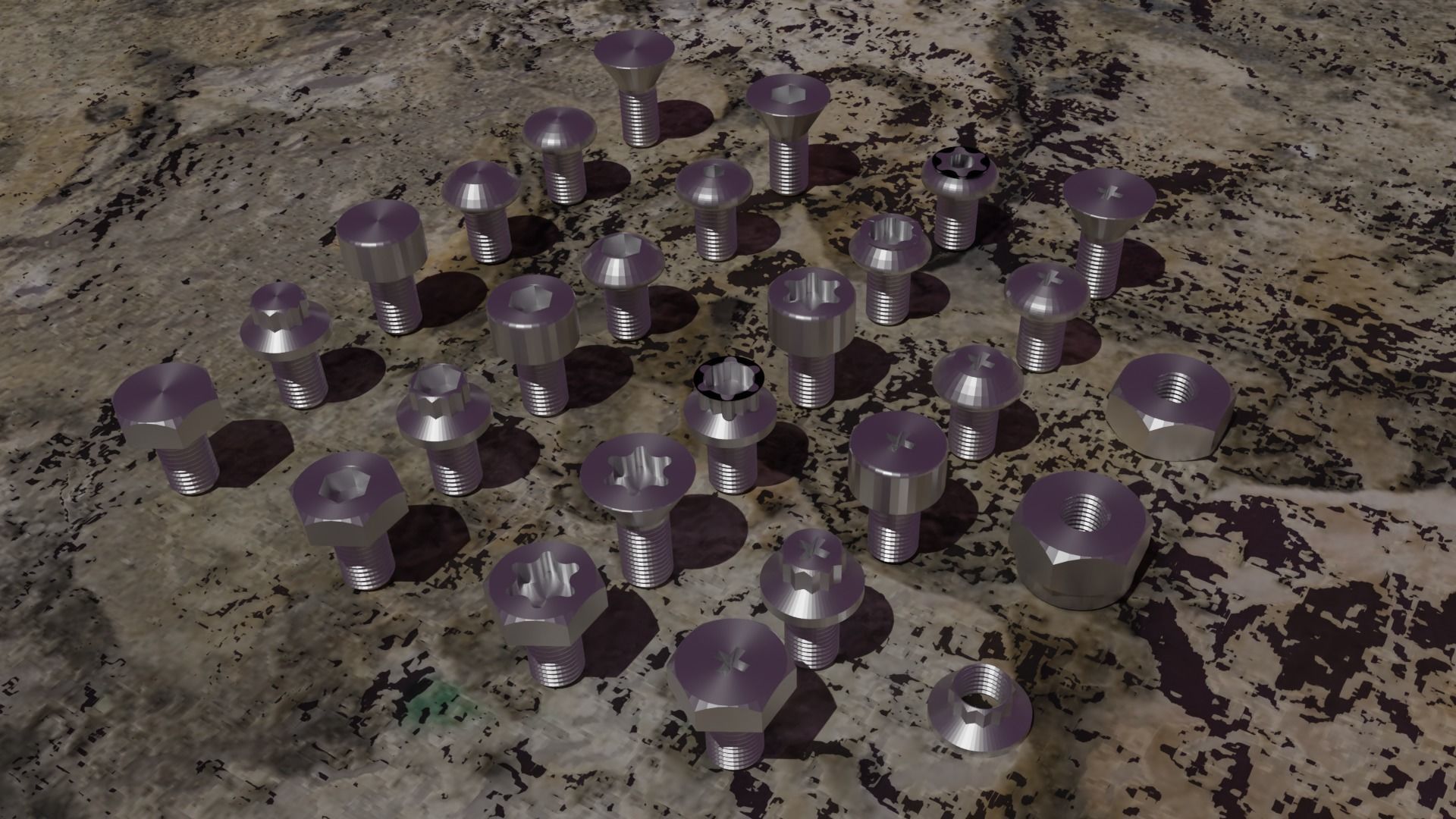 24 bolt and 3 nut 3d model 3D model_5