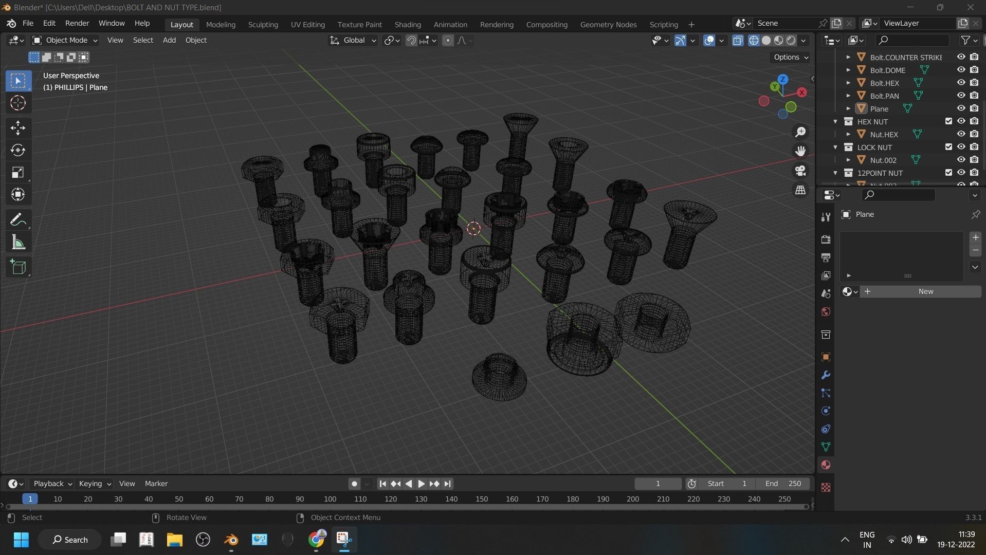 24 bolt and 3 nut 3d model 3D model_7