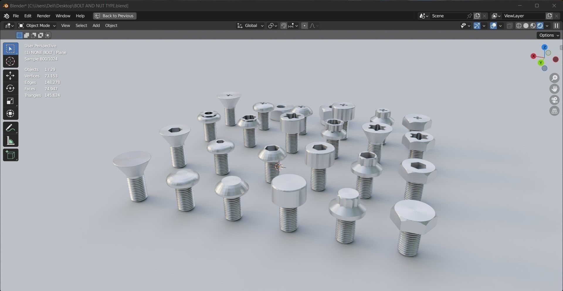 24 bolt and 3 nut 3d model 3D model_17