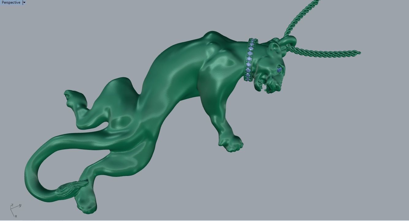 panther pendant  3D print model_2