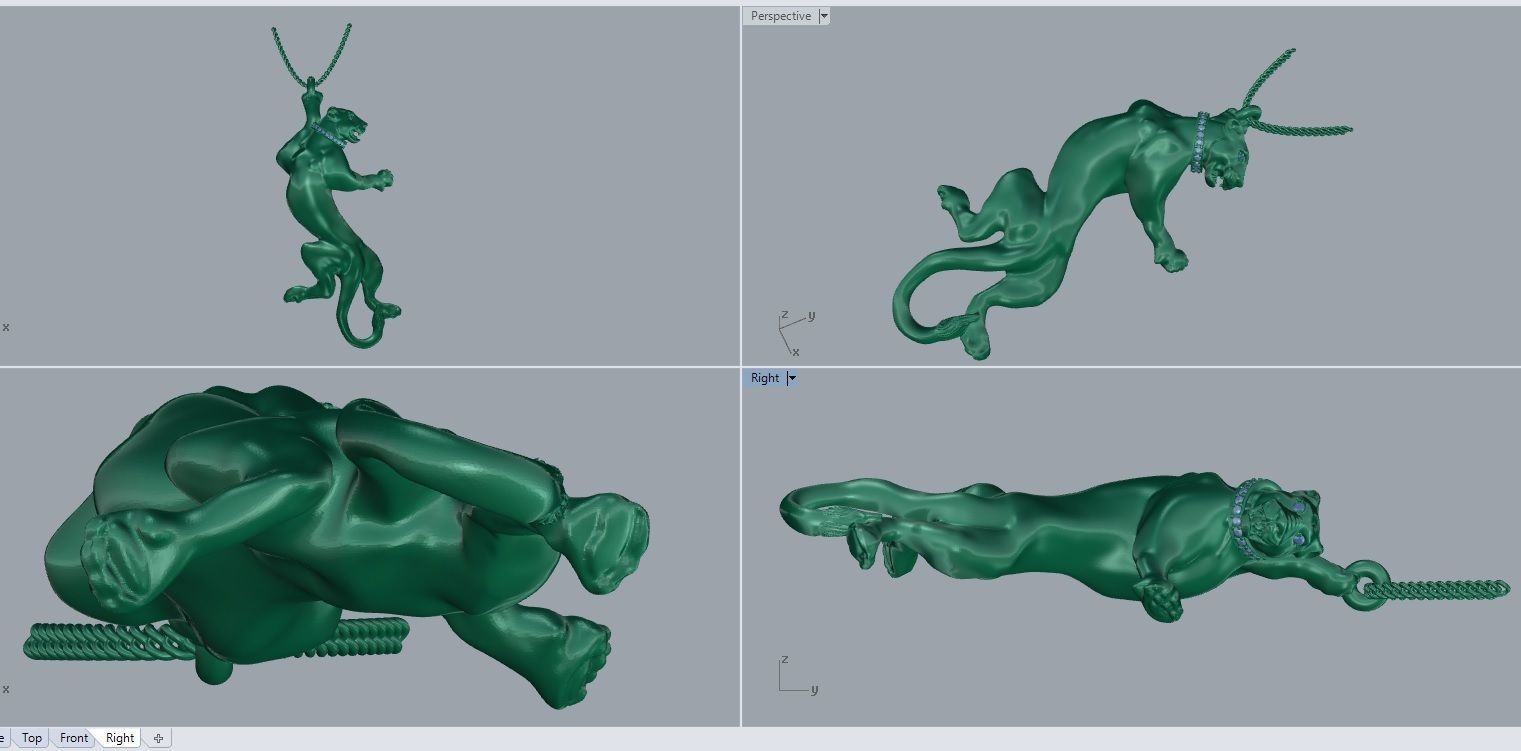 panther pendant  3D print model_3