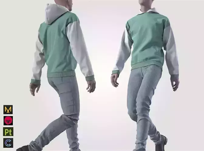 3D man clothes hoodie pants streetwear