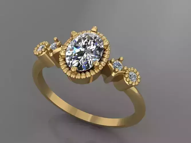 Ring 3D Print 3D print model 3D print model 3D print model gold engagement with diamonds