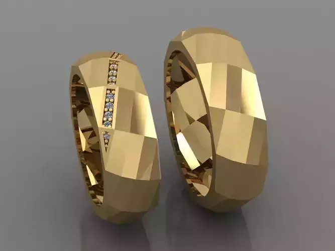 Ring 3D Print 3D print model 3D print model 3D print model two gold wedding rings with stones
