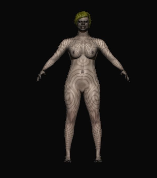 base mesh female  Low-poly 3D model_2