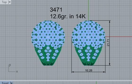 Bright earrings 3471 3D print model 3D print model_4