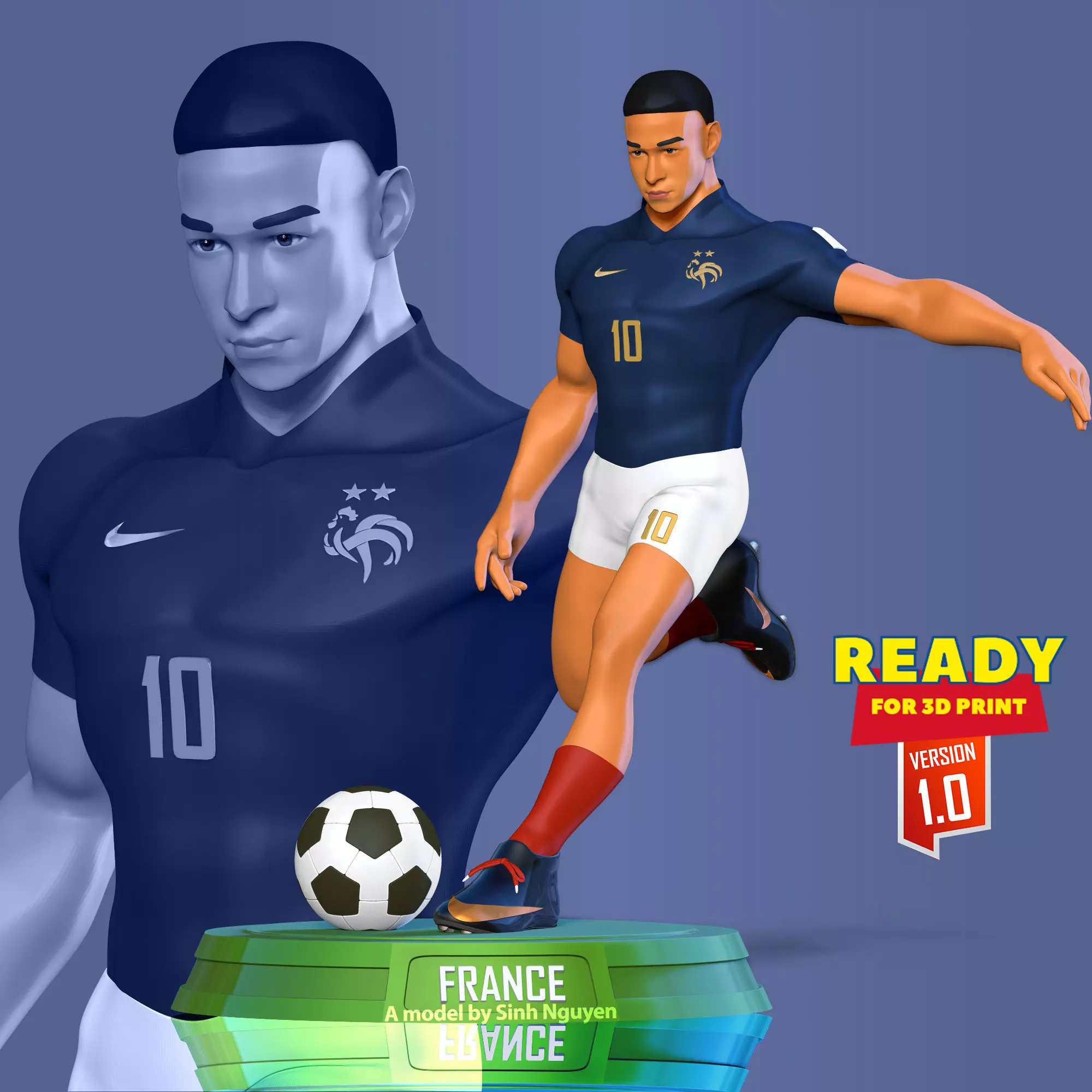 Kylian Mbappe 3D print model_0