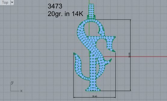 S and F letter pendant 3473 3D print model 3D print model_4