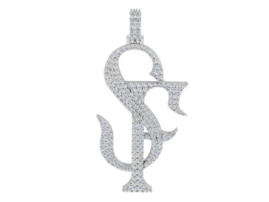S and F letter pendant 3473 3D print model 3D print model_2