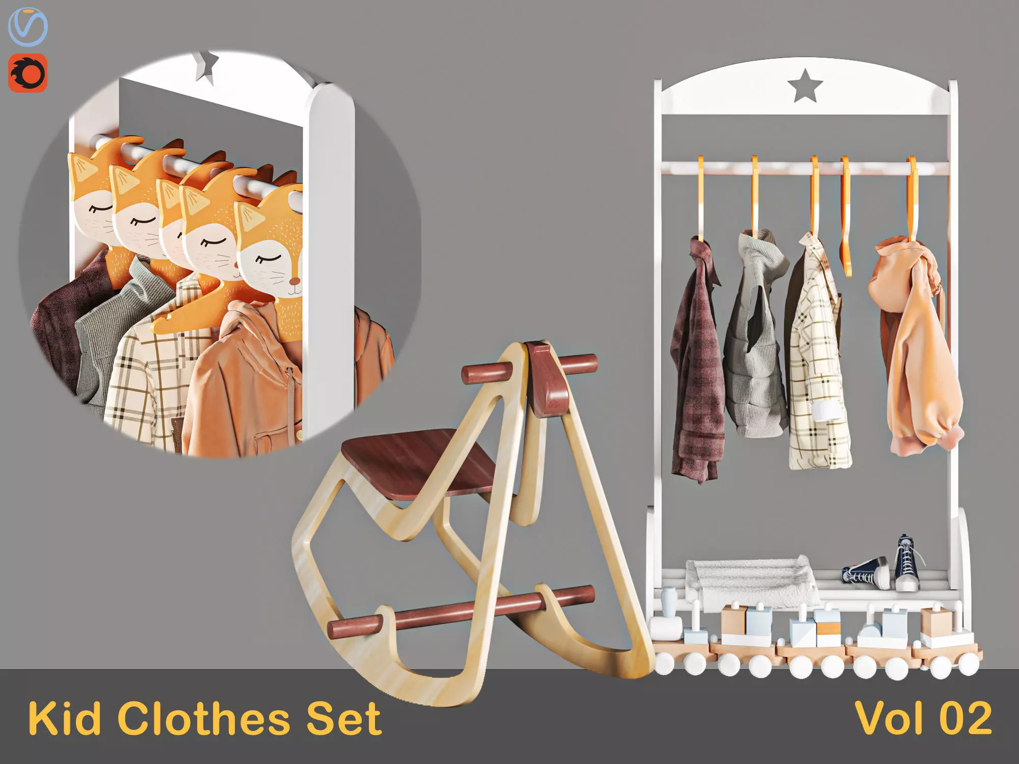 Kid Clothes set 02 3D model