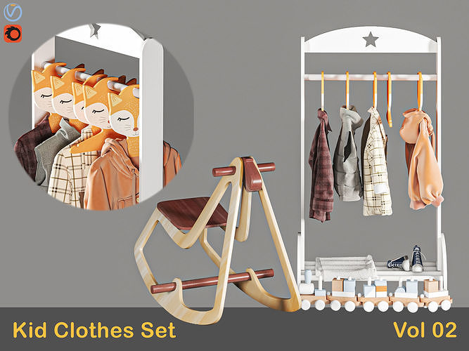 Kid Clothes set 02 3D model