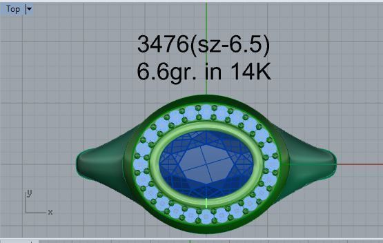 Nice blue stone diamond ring 3476 3D print model 3D print model_4