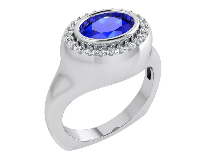 Nice blue stone diamond ring 3476 3D print model 3D print model_0