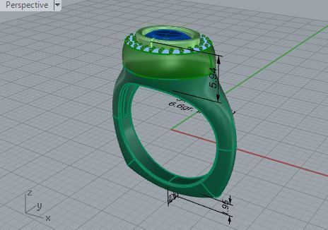 Nice blue stone diamond ring 3476 3D print model 3D print model_7